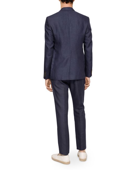 Dolce & Gabbana Blue Single-Breasted Linen Sicilia-Fit Jacket for men