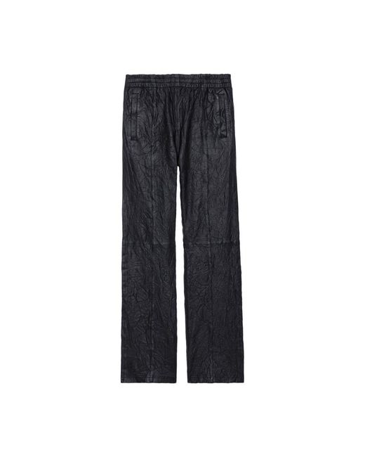Zadig & Voltaire Gray Pacha Crinkled Leather Trousers for men