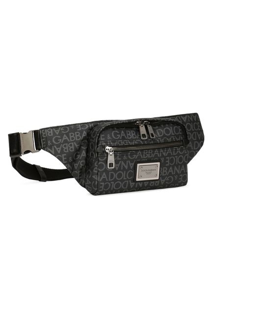 Dolce & Gabbana Black Small Jacquard Belt Bag for men