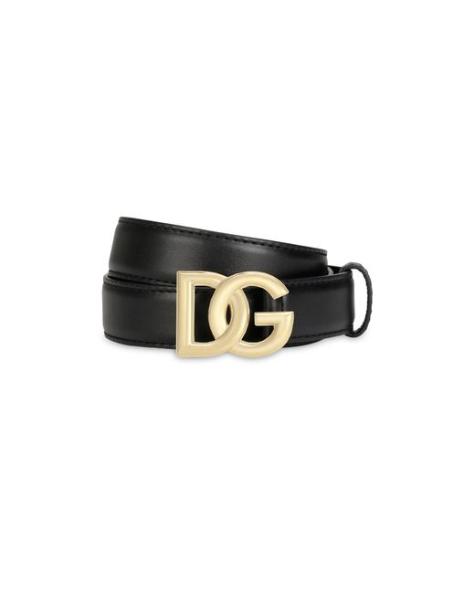 Dolce & Gabbana Black Calfskin Belt With Dg Logo