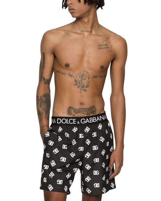 Dolce & Gabbana Halblange Badeshorts in Black für Herren
