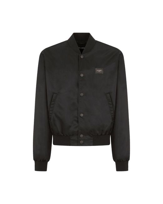 Dolce & Gabbana Black Nylon Jacket With Branded Tag for men