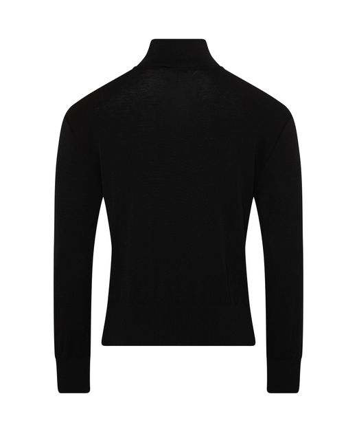 Lemaire Black Seamless Turtleneck Sweater for men
