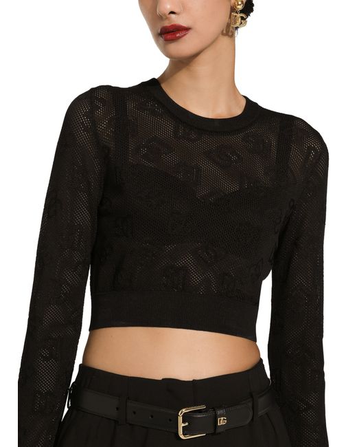 Dolce & Gabbana Black Cropped Viscose Sweater