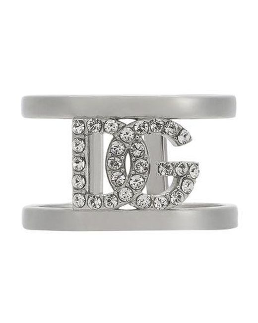 Dolce & Gabbana Metallic Dg Logo Ring for men