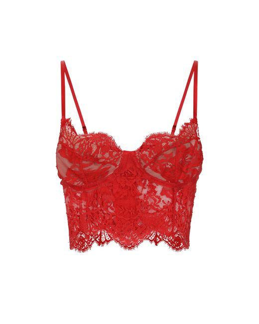 Dolce & Gabbana Red Lace Lingerie Corset Top