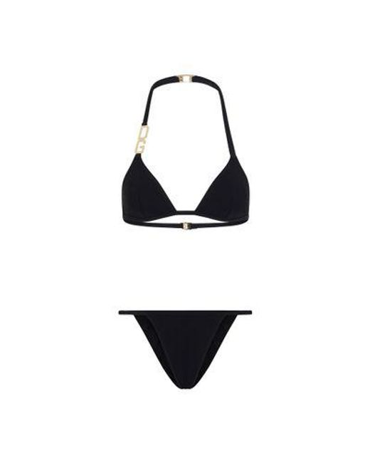 Dolce & Gabbana Black Triangle Bikini With Dg Logo