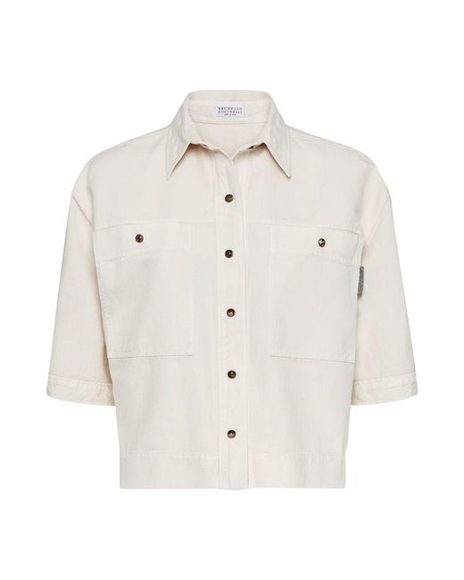 Brunello Cucinelli White Shirt With Monile