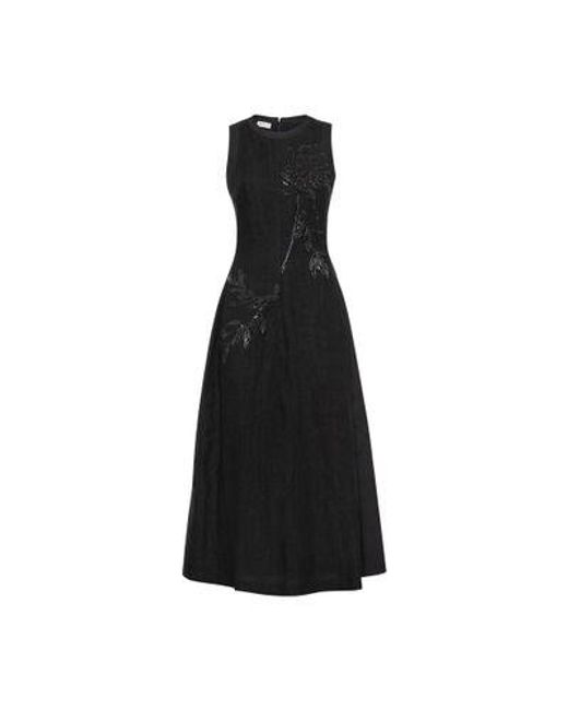 Brunello Cucinelli Black Shiny Embroidered Dress
