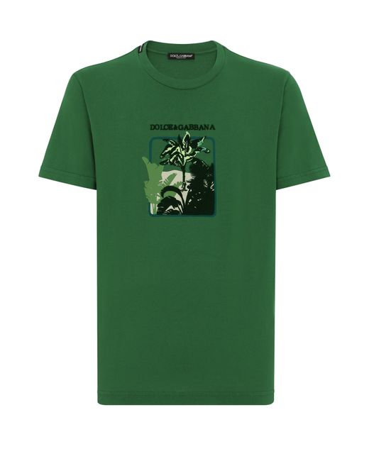 Dolce & Gabbana Green Short-Sleeved Cotton T-Shirt for men