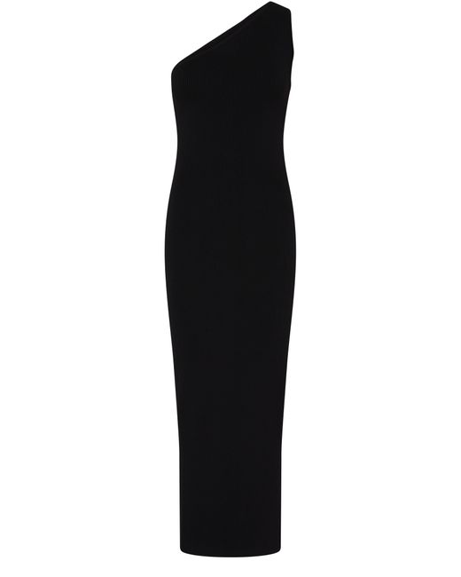 Totême  Black One-shoulder Ribbed Dress