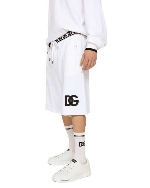 Dolce & Gabbana Blue Jogging Shorts With Dg Embroidery And Dg Monogram for men