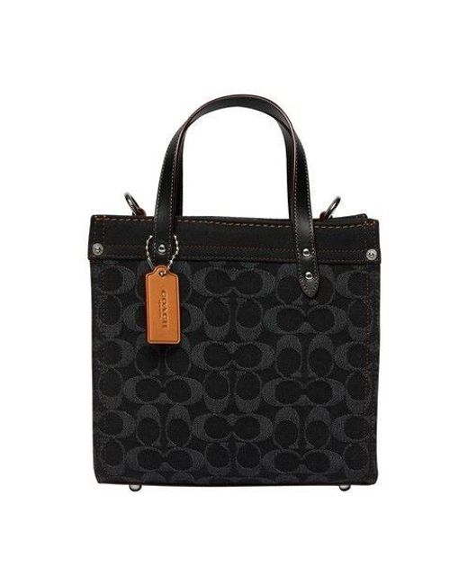COACH Field Tote 22 In Signature Denim in Black Lyst