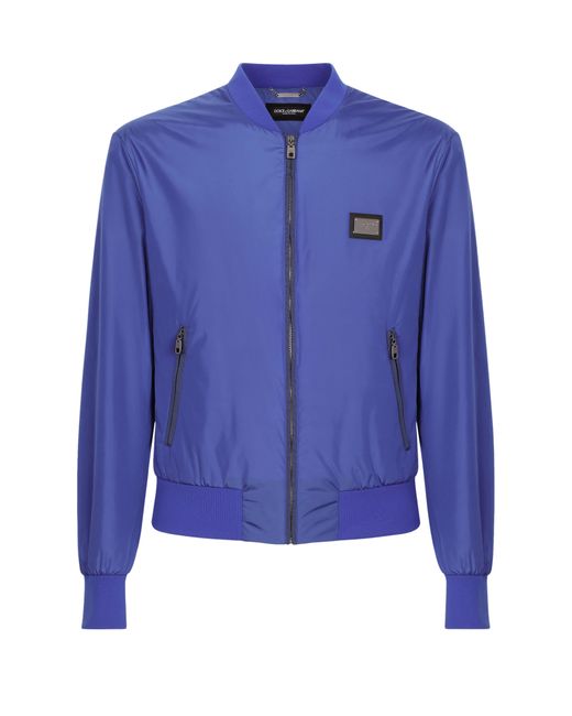 Dolce & Gabbana Blue Nylon Jacket With Branded Tag for men