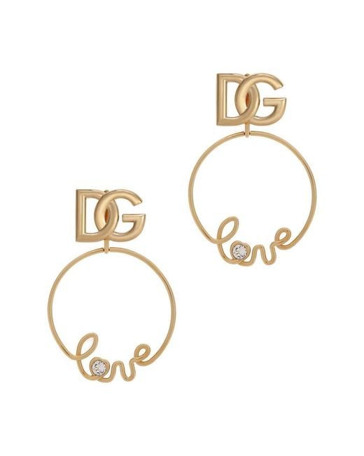 Dolce & Gabbana Metallic Clip-On 'Love' Earrings With Dg Logo