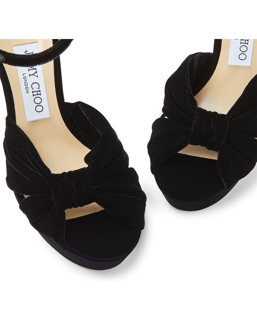 Jimmy Choo Black Heloise 120 Velvet Sandals