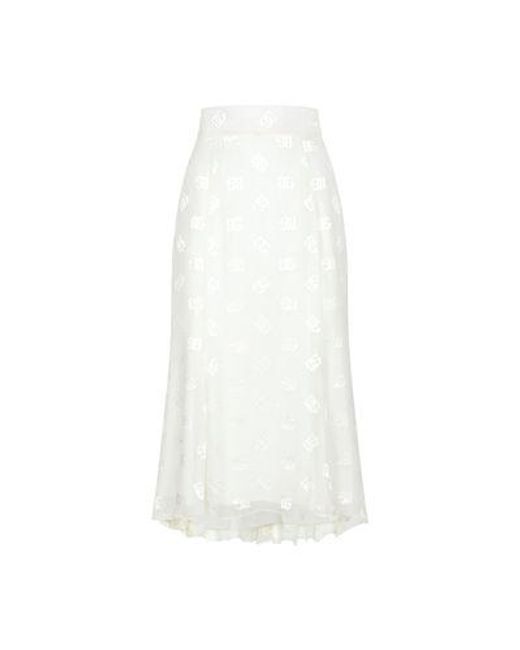 Dolce & Gabbana White Dévoré Satin Godet Skirt