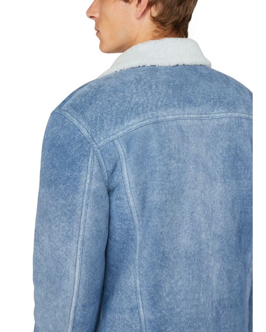 Loewe Blue Denim Jacket With Shearling Collar for men