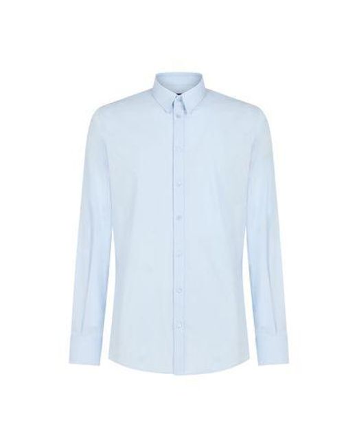 Dolce & Gabbana Blue Stretch Cotton-Fit Shirt for men