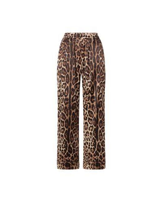 Dolce & Gabbana Brown Leopard-print Satin Pajama Pants