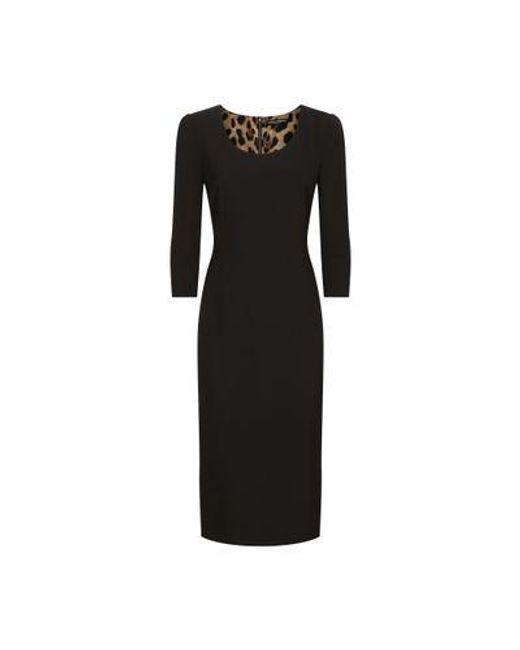 Dolce & Gabbana Black Woolen Calf-length Dress