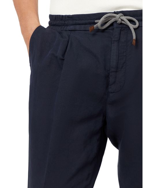 Brunello Cucinelli Blue Leisure Fit Pants With Drawstring for men