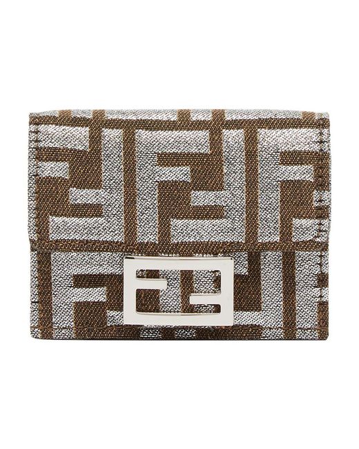 Fendi Metallic Baguette Micro Trifold Wallet