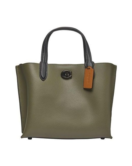 COACH Green Willow Tote 24 In Colorblock With Signature Canvas Interior