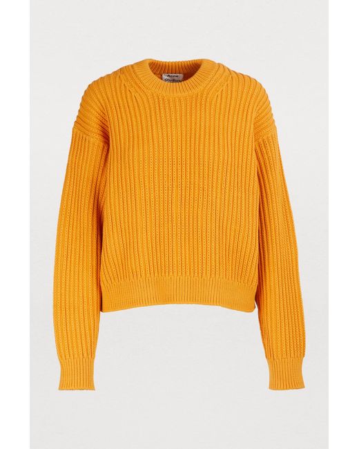 Acne Orange Oversized Chunky Knit Sweater