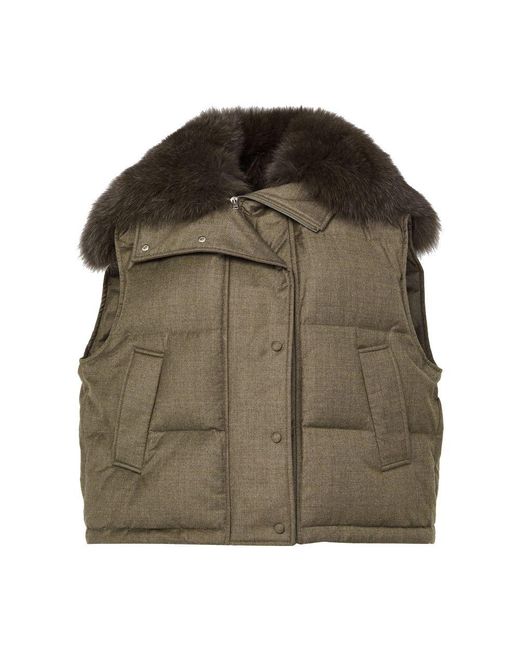 Yves Salomon Green Short Fox Fur Gilet