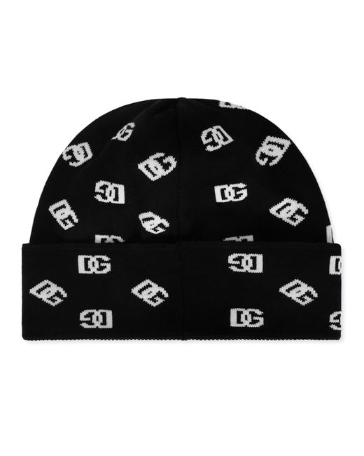 Dolce & Gabbana Black Jacquard Knit Hat With Dg Monogram for men