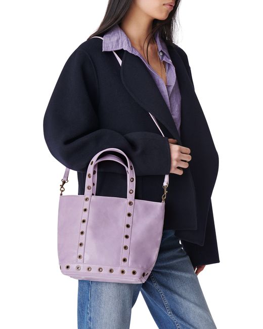Vanessa Bruno Purple S Cracked Leather Tote Bag
