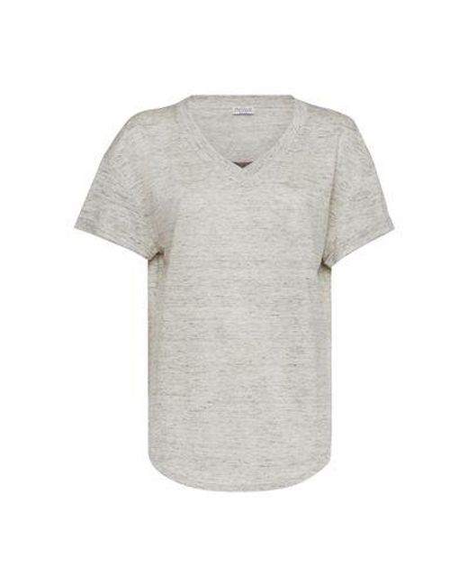 Brunello Cucinelli Gray Linen And Silk T-Shirt
