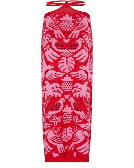FARM Rio Jungle Scarf Knit Midi Skirt in Red Lyst