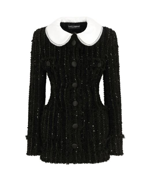 Dolce & Gabbana Black Tweed Jacke