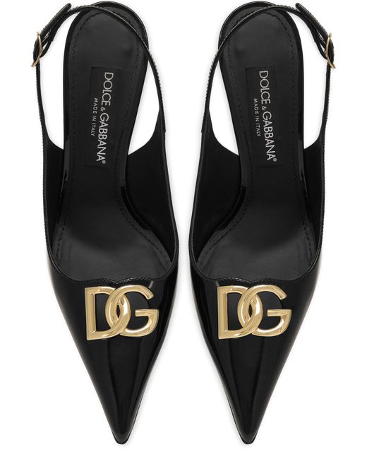 Dolce & Gabbana Black Schwarze salon schuhe mit goldener verzierung