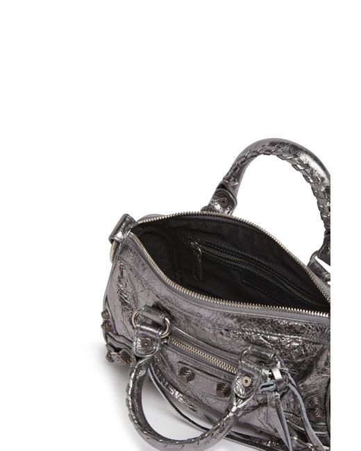 Balenciaga Le Cagole Mini Duffle Bag In Silver Metallized Arena