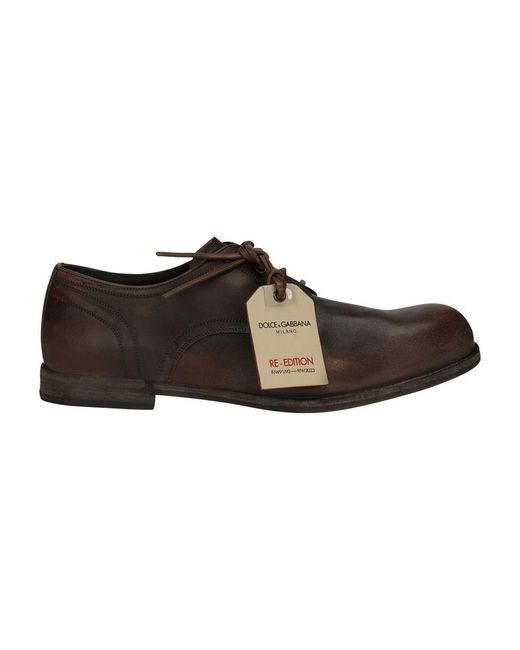 Dolce & Gabbana Brown Leather Derby Shoes for men