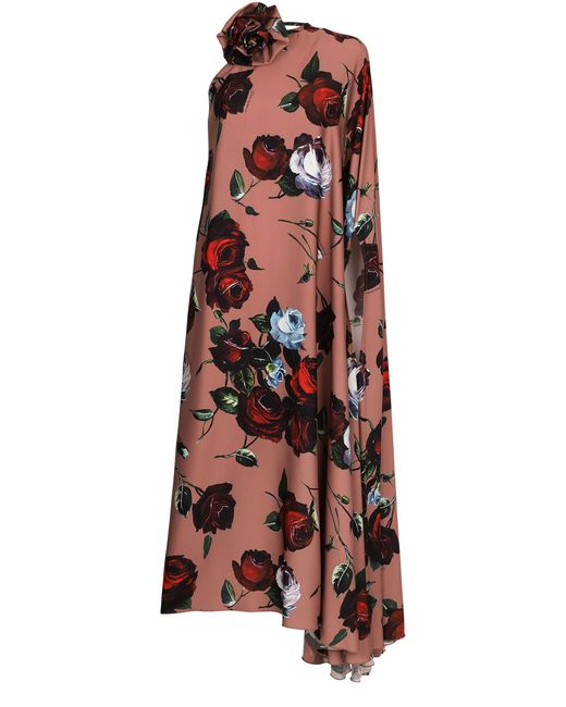 Dolce & Gabbana Brown Asymmetrical Charmeuse Dress