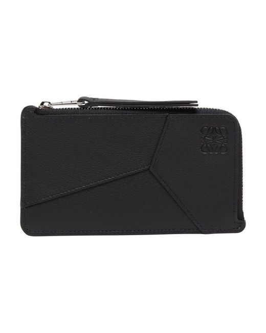 Loewe Black Puzzle Logo-debossed Leather Zipped Cardholder for men