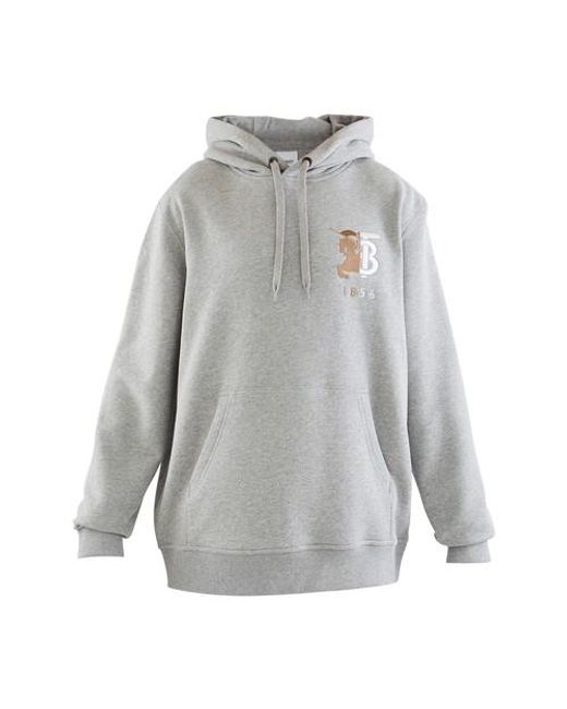 Burberry Gray 1856 Embroidered Logo Hoodie