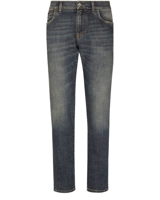 Dolce & Gabbana Stretch-Jeans Skinny aus hellblauem Washed-Denim in Gray für Herren