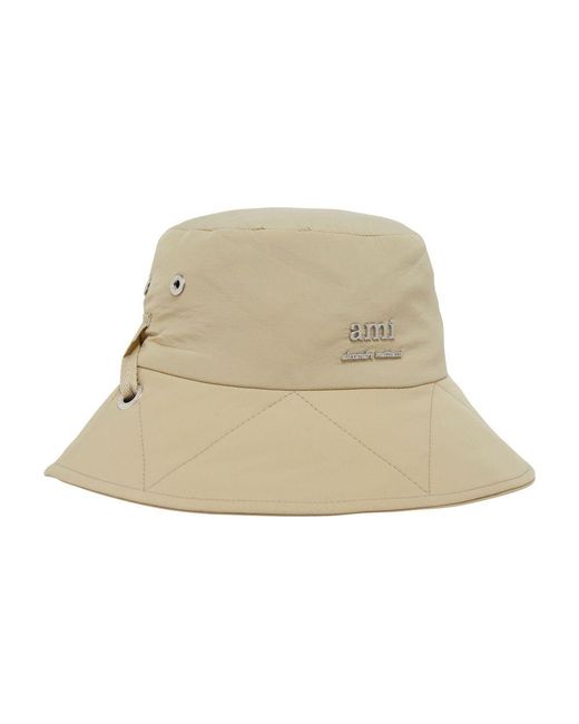 AMI Natural Bucket Hat With String for men