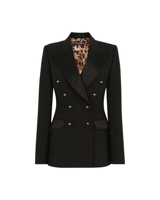 Dolce & Gabbana Black Satin And Wool Fabric Jacket