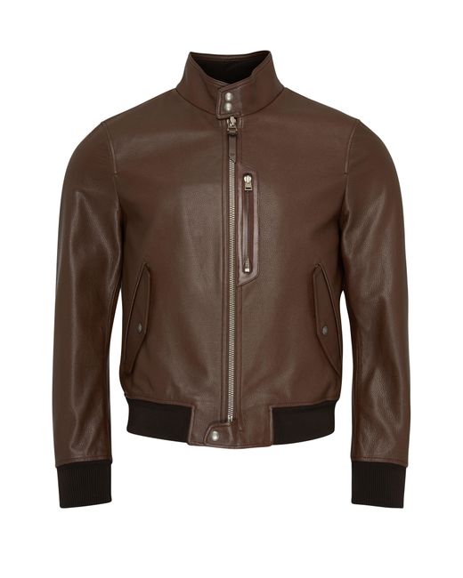 Tom Ford Brown Leather Jacket for men