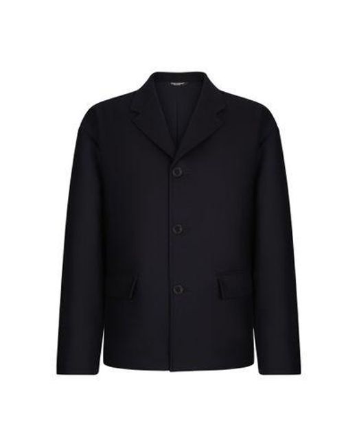 Dolce & Gabbana Blue Single-Breasted Wool Jacket for men