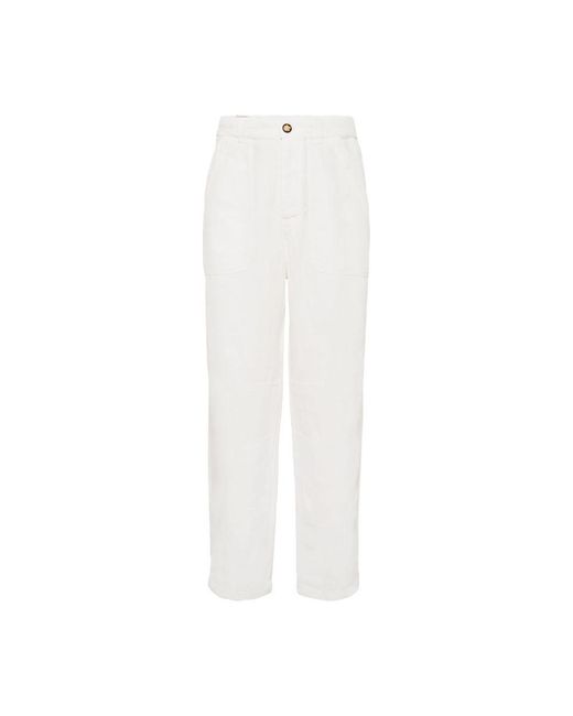 Brunello Cucinelli White Piece-Dyed Gabardine Pants for men