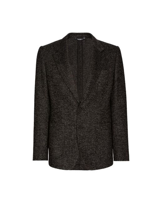 Dolce & Gabbana Black Stretch Alpaca And Wool Tweed Single-breasted Jacket for men