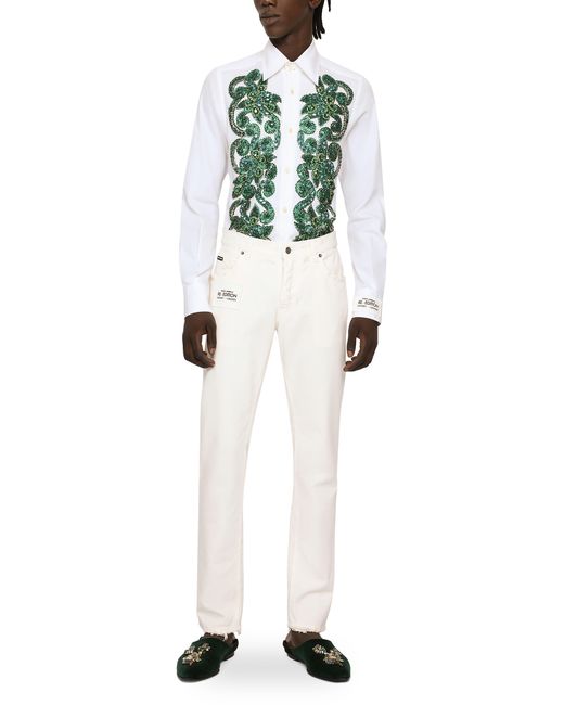 Jean regular en denim blanc Dolce & Gabbana pour homme en coloris White