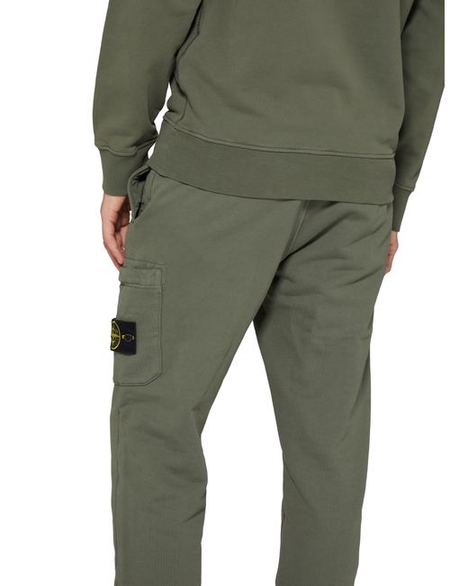 Stone Island Green Fleece Pants With Logo Patch for men